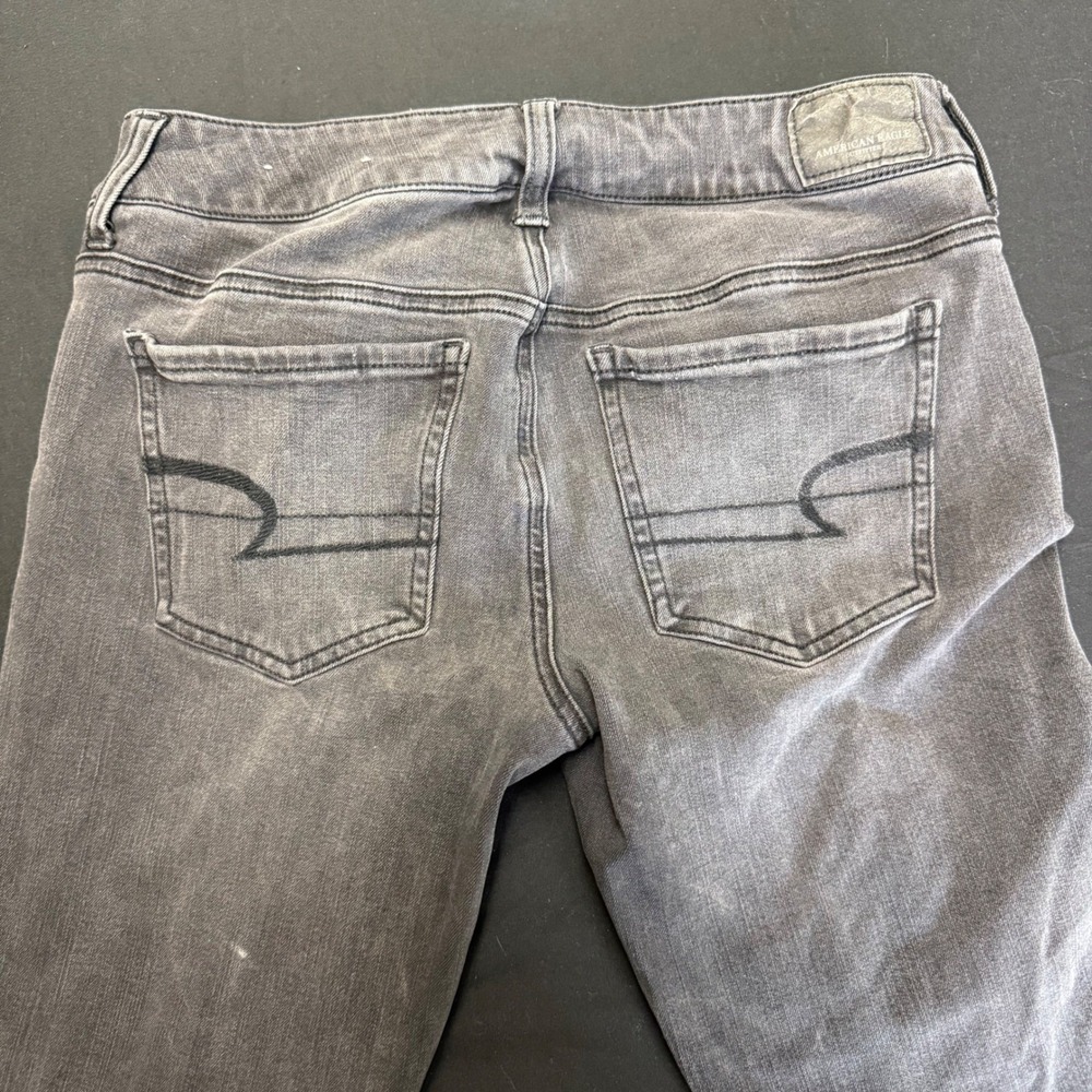 American Eagle Super Stretch‎ X Skinny Jeans Gray Distressed Frayed Hem Size 4 - Picture 11 of 12